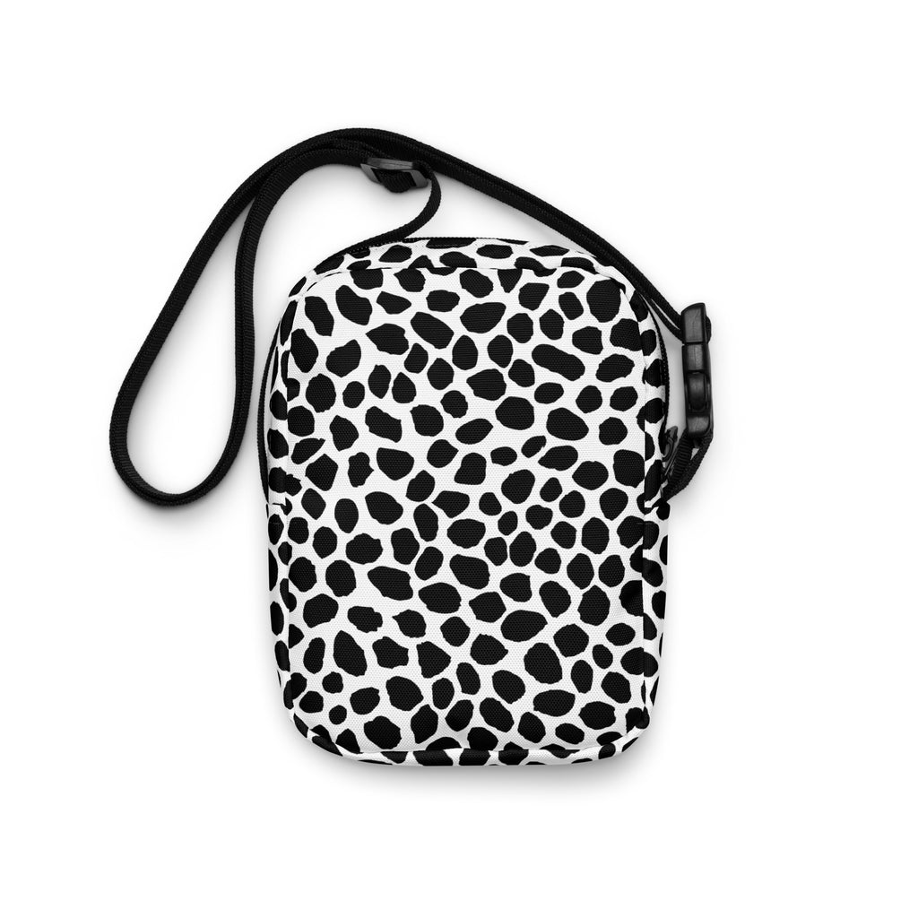 Black & White Cow Print Crossbody Bag – Water Resistant Mini Purse With Adjustable Strap & Pockets