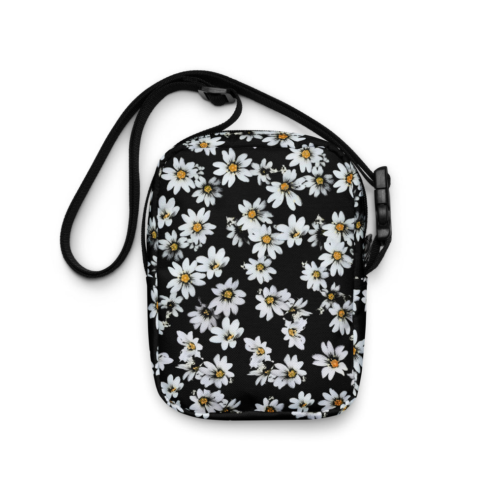 Girls Black Daisy Crossbody Bag – Water Resistant Mini Purse With Adjustable Strap & Pockets