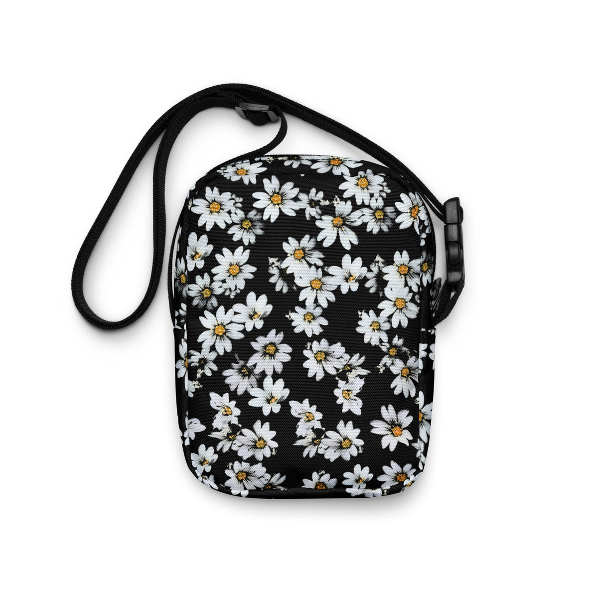 Girls Black Daisy Crossbody Bag – Water Resistant Mini Purse With Adjustable Strap & Pockets