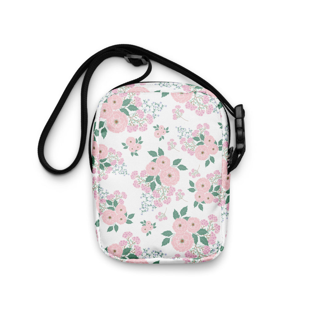 Girls Pink Flowers Crossbody Bag – Water Resistant Mini Purse With Adjustable Strap & Pockets