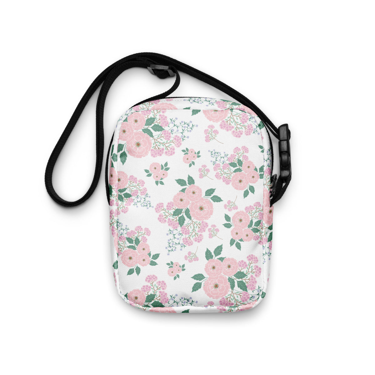 Girls Pink Flowers Crossbody Bag – Water Resistant Mini Purse With Adjustable Strap & Pockets