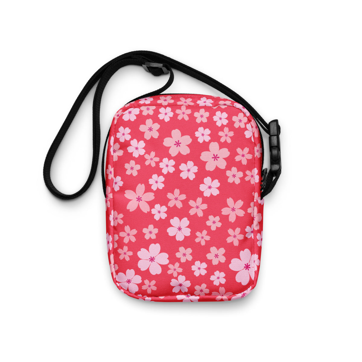 Pink Cherry Blossom Crossbody Bag – Water Resistant Mini Purse With Adjustable Strap & Pockets