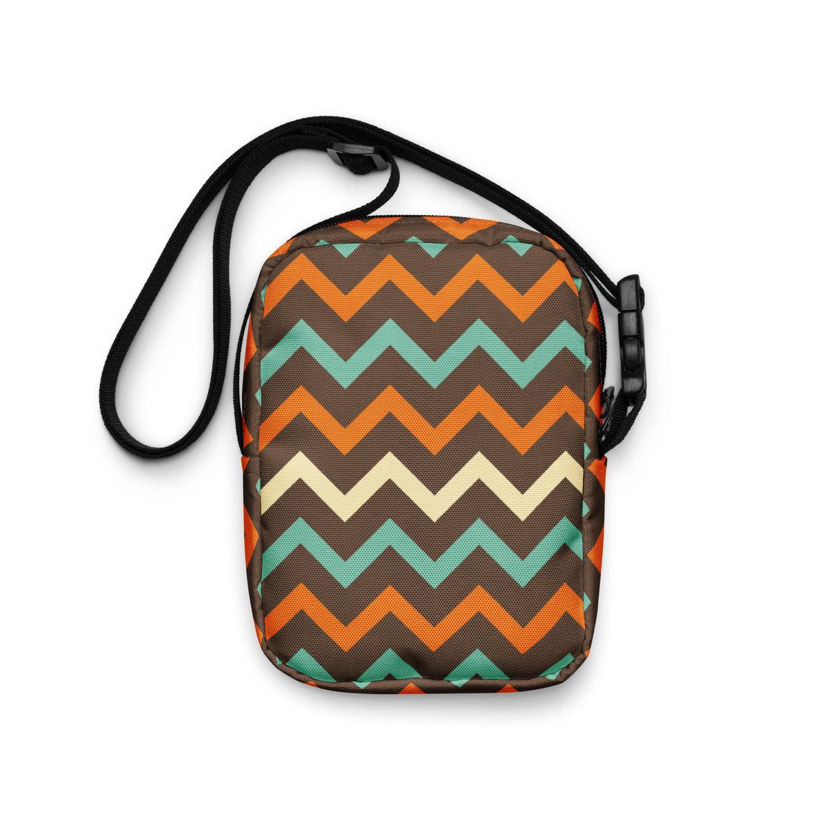 Retro Chevron Crossbody Bag – Water Resistant Mini Purse With Adjustable Strap & Pockets