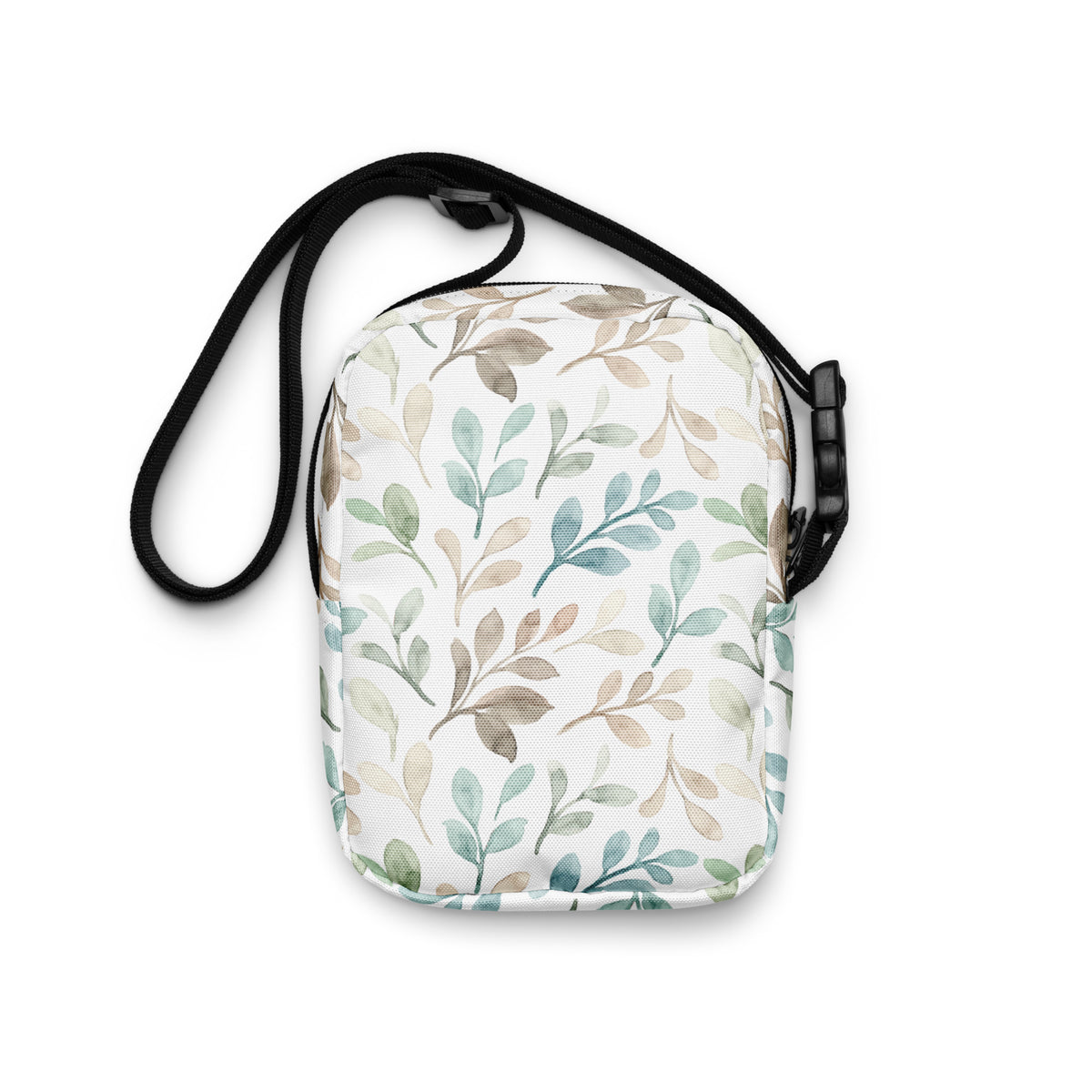 Watercolor Leaf Crossbody Bag – Water Resistant Mini Purse With Adjustable Strap & Pockets