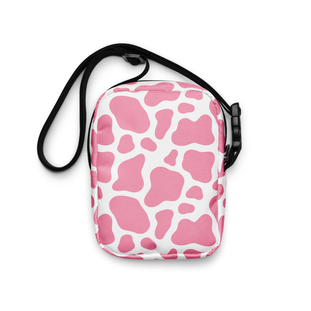Pink Cow Print Crossbody Bag – Water Resistant Mini Purse With Adjustable Strap & Pockets