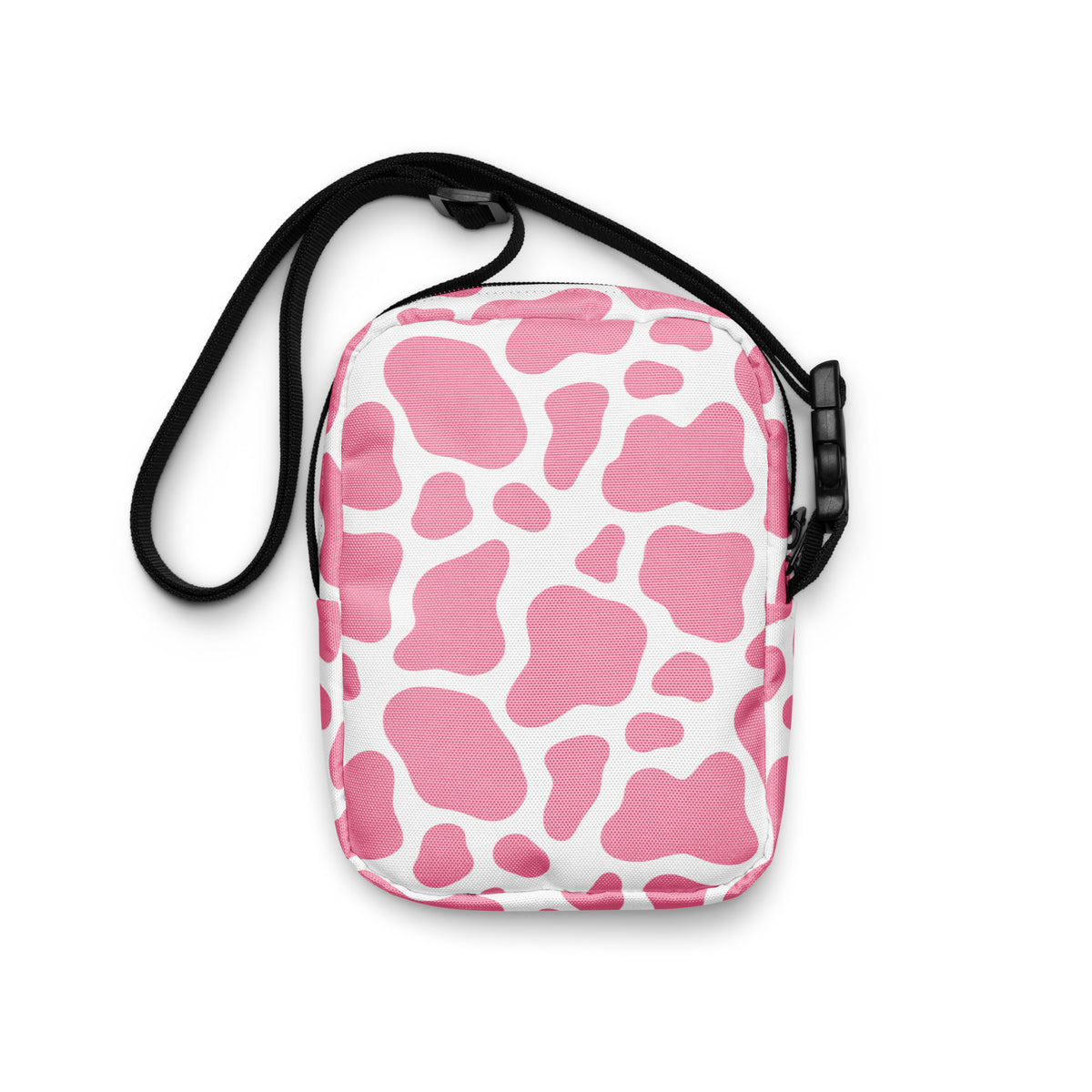 Pink Cow Print Crossbody Bag – Water Resistant Mini Purse With Adjustable Strap & Pockets