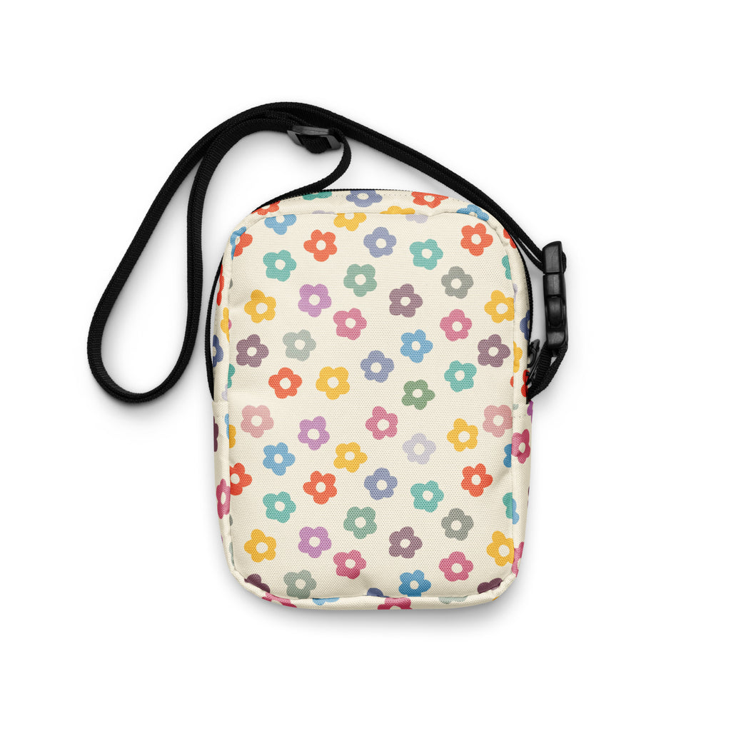 Colorful Retro Flower Crossbody Bag – Water Resistant Mini Purse With Adjustable Strap & Pockets