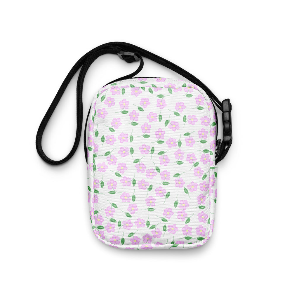 Pink Flowers Crossbody Bag – Water Resistant Mini Purse With Adjustable Strap & Pockets