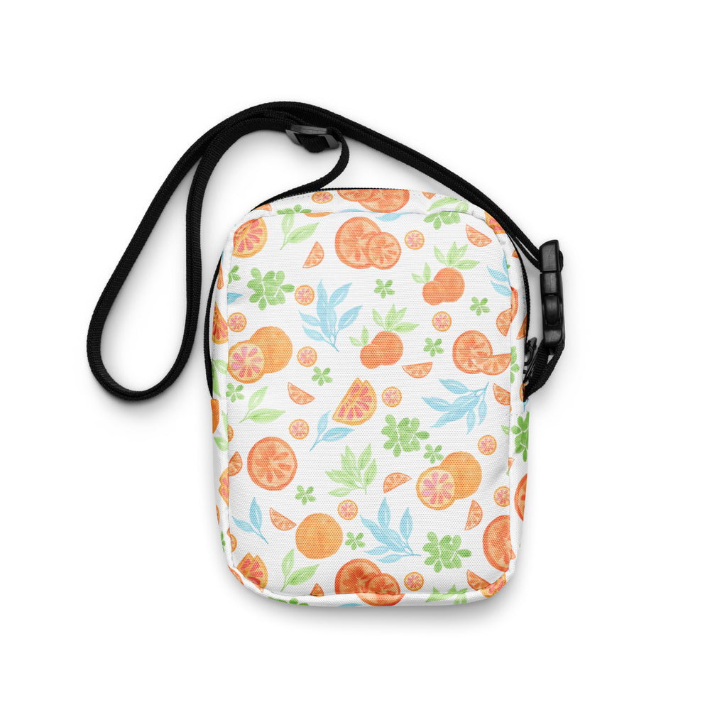 Orange Watercolor Fruit Crossbody Bag – Water Resistant Mini Purse With Adjustable Strap & Pockets