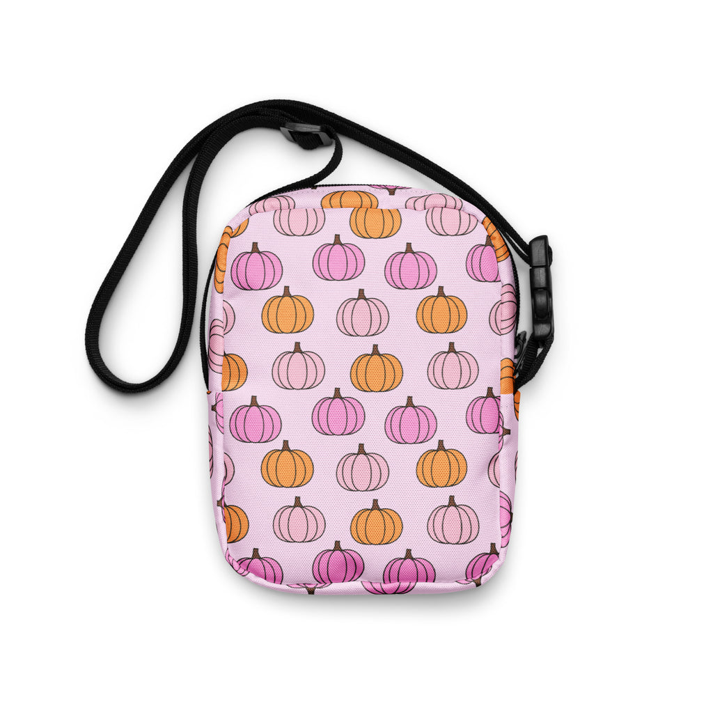 Girls Pink Pumpkin Patch Crossbody Bag – Water Resistant Mini Purse With Adjustable Strap & Pockets
