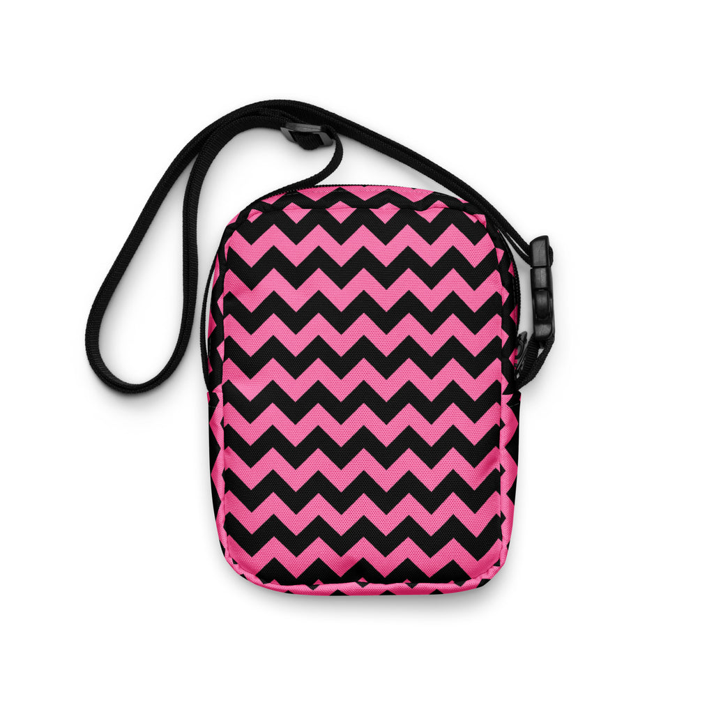 Pink Chevron Halloween Crossbody Bag – Water Resistant Mini Purse With Adjustable Strap & Pockets