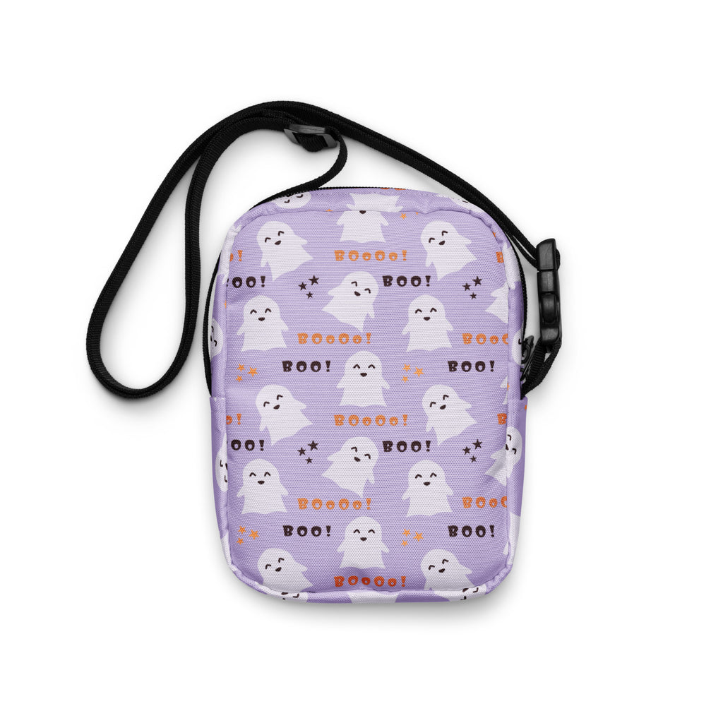 Girls Purple Ghost Halloween Crossbody Bag – Water Resistant Mini Purse With Adjustable Strap & Pockets