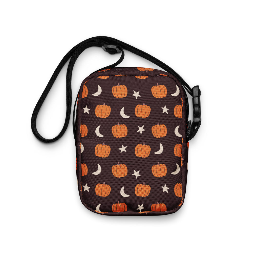Pumpkin Moon Stars Halloween Crossbody Bag – Water Resistant Mini Purse With Adjustable Strap & Pockets