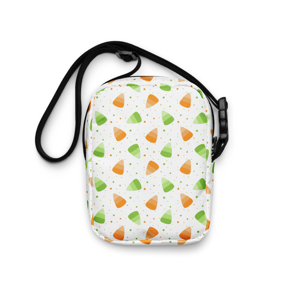 Orange & Green Candy Corn Halloween Crossbody Bag – Water Resistant Mini Purse With Adjustable Strap & Pockets