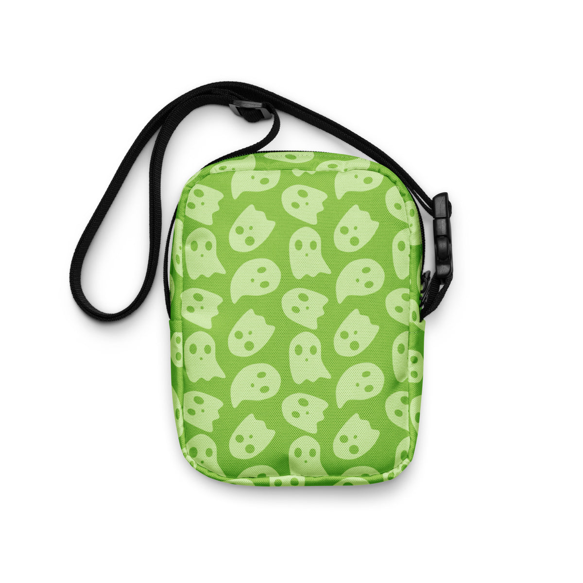 Green Ghosts Halloween Crossbody Bag – Water Resistant Mini Purse With Adjustable Strap & Pockets