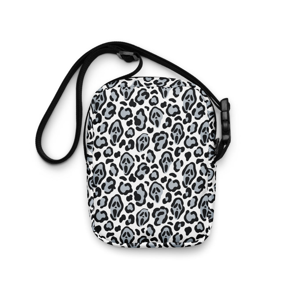 Ghost Face Leopard Halloween Crossbody Bag – Water Resistant Mini Purse With Adjustable Strap & Pockets