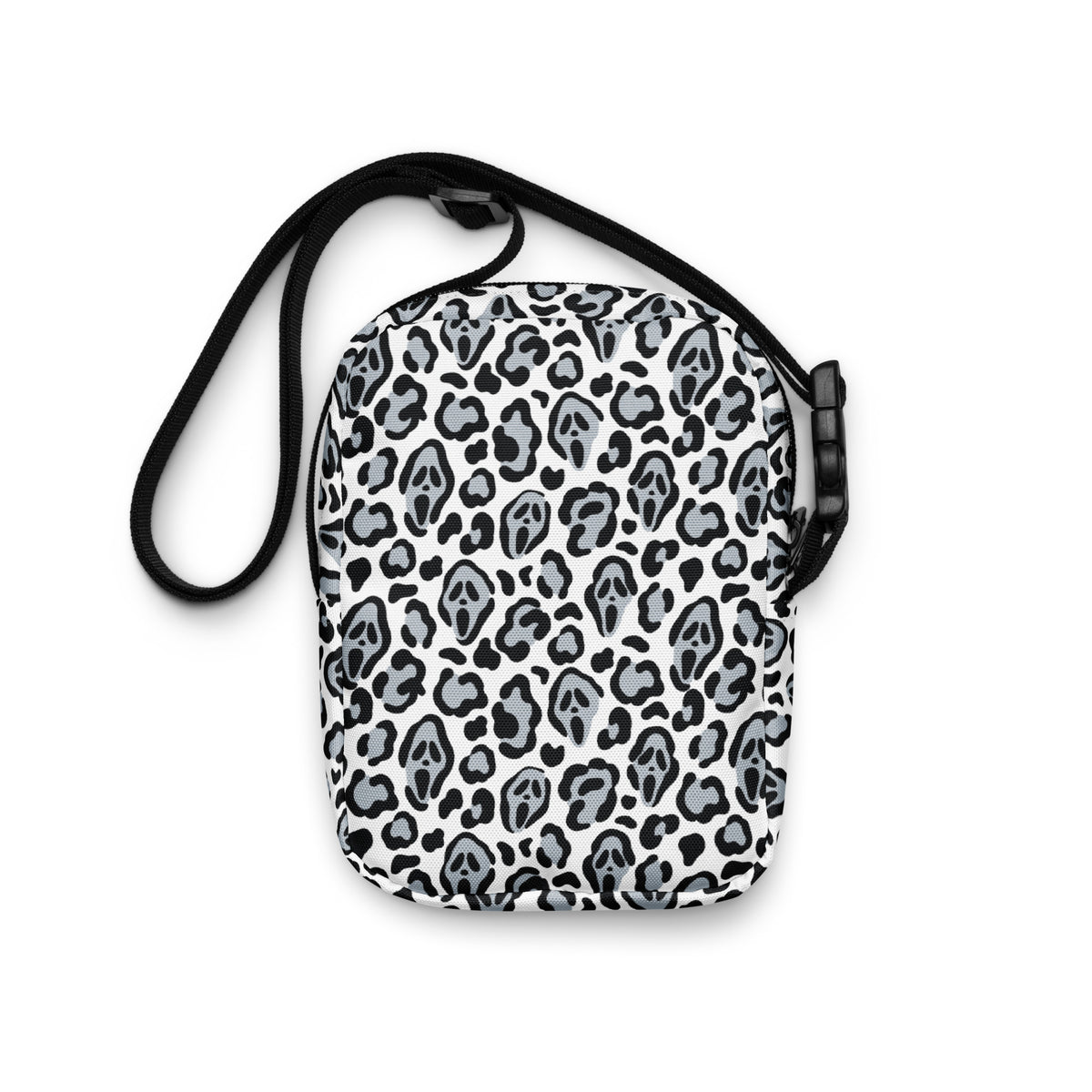 Ghost Face Leopard Halloween Crossbody Bag – Water Resistant Mini Purse With Adjustable Strap & Pockets