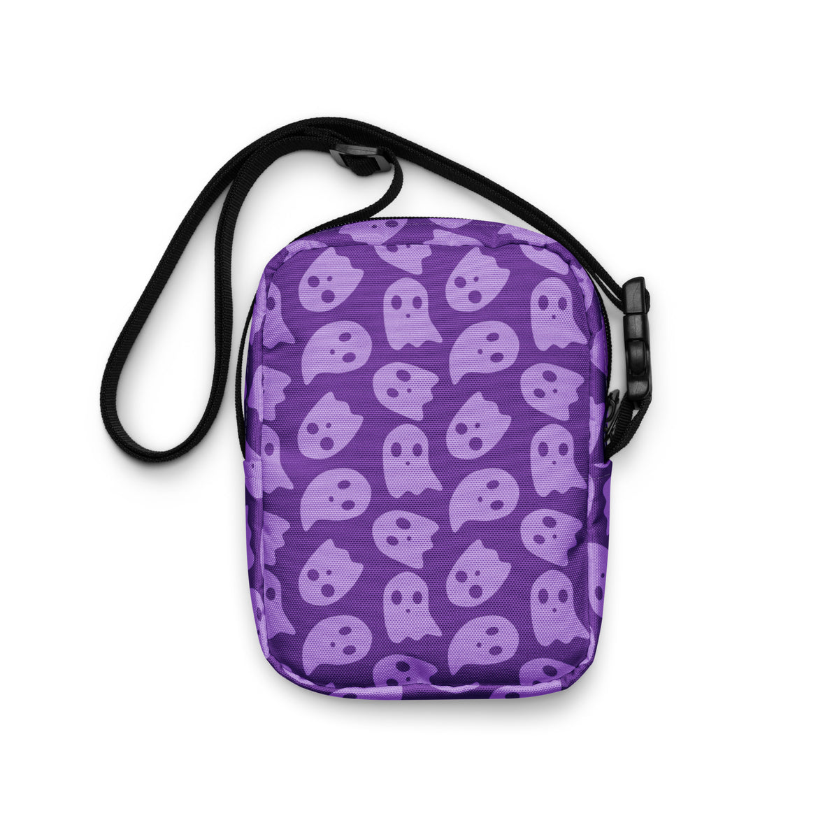 Purple Ghosts Halloween Crossbody Bag – Water Resistant Mini Purse With Adjustable Strap & Pockets