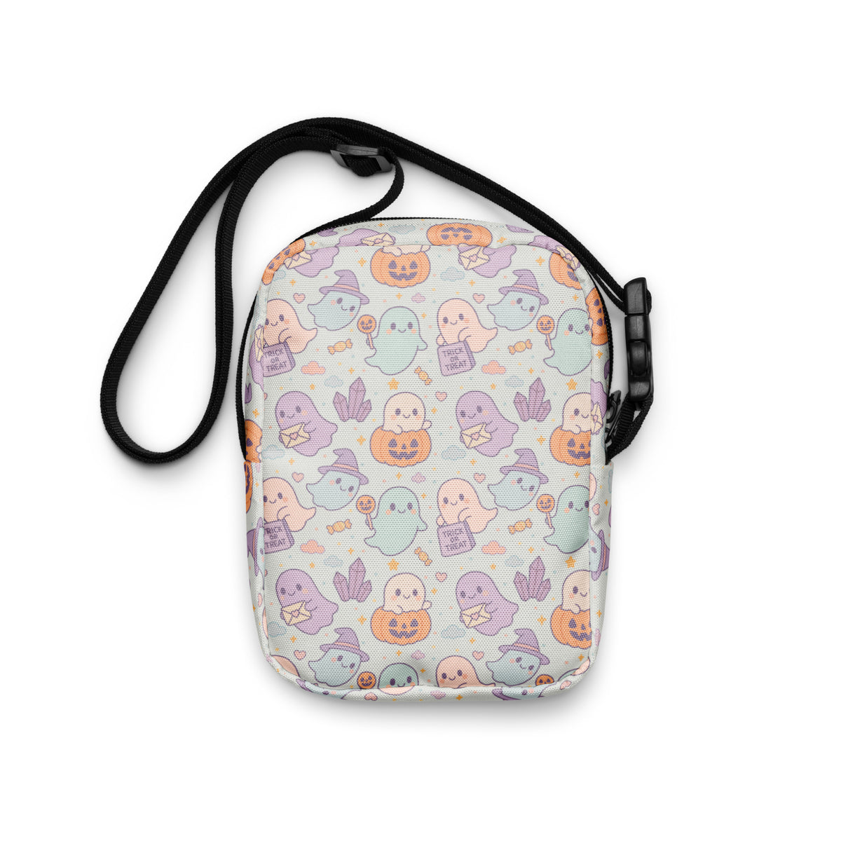 Girls Cute Ghost Halloween Crossbody Bag – Water Resistant Mini Purse With Adjustable Strap & Pockets