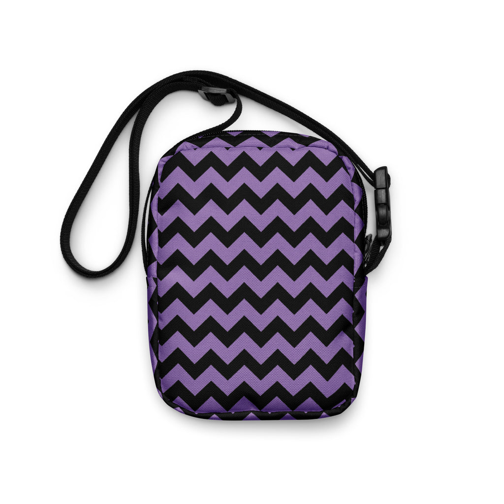 Purple Chevron Halloween Crossbody Bag – Water Resistant Mini Purse With Adjustable Strap & Pockets