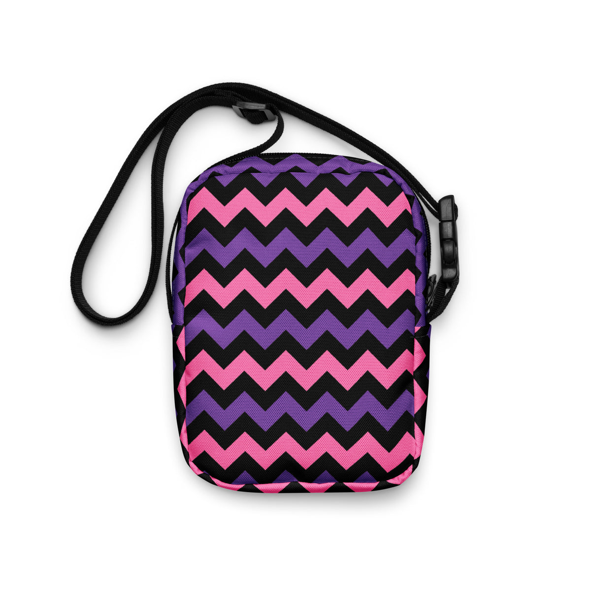 Pink & Purple Chevron Halloween Crossbody Bag – Water Resistant Mini Purse With Adjustable Strap & Pockets