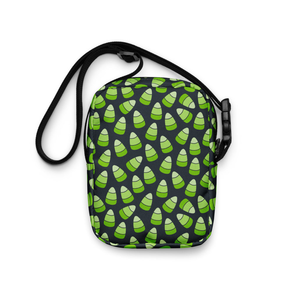 Green Candy Corn Halloween Crossbody Bag – Water Resistant Mini Purse With Adjustable Strap & Pockets