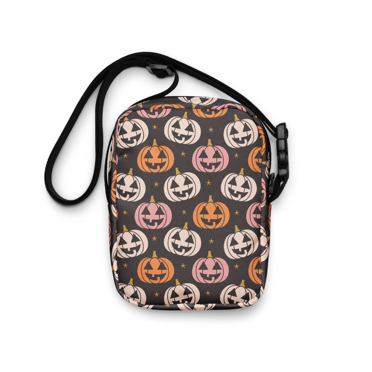 Girls Pink & Orange Jack O Lantern Crossbody Bag – Water Resistant Mini Purse With Adjustable Strap & Pockets