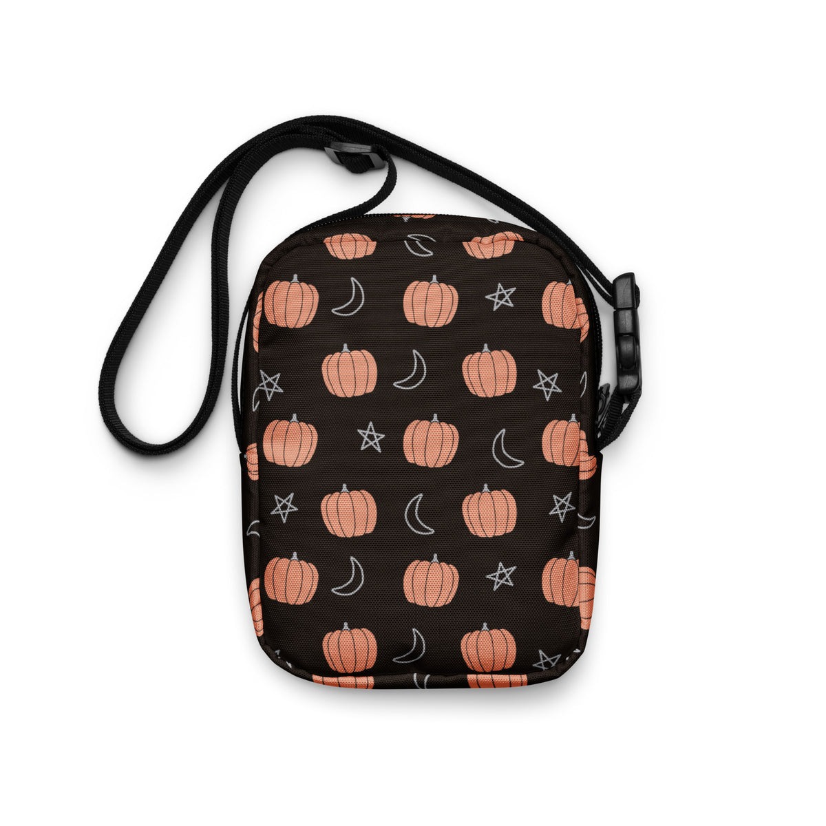 Pumpkin Moon & Stars Crossbody Bag – Water Resistant Mini Purse With Adjustable Strap & Pockets