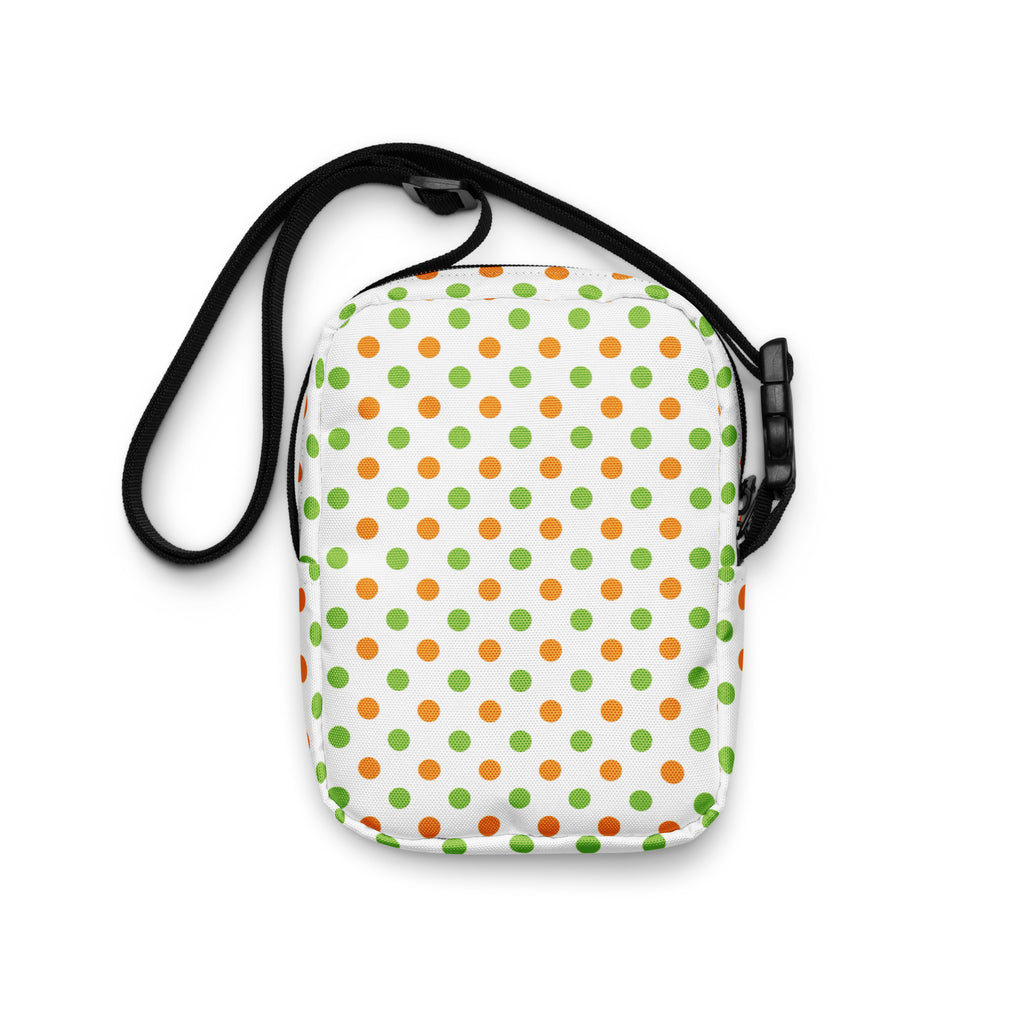 Orange & Green Polka Dot Halloween Crossbody Bag – Water Resistant Mini Purse With Adjustable Strap & Pockets