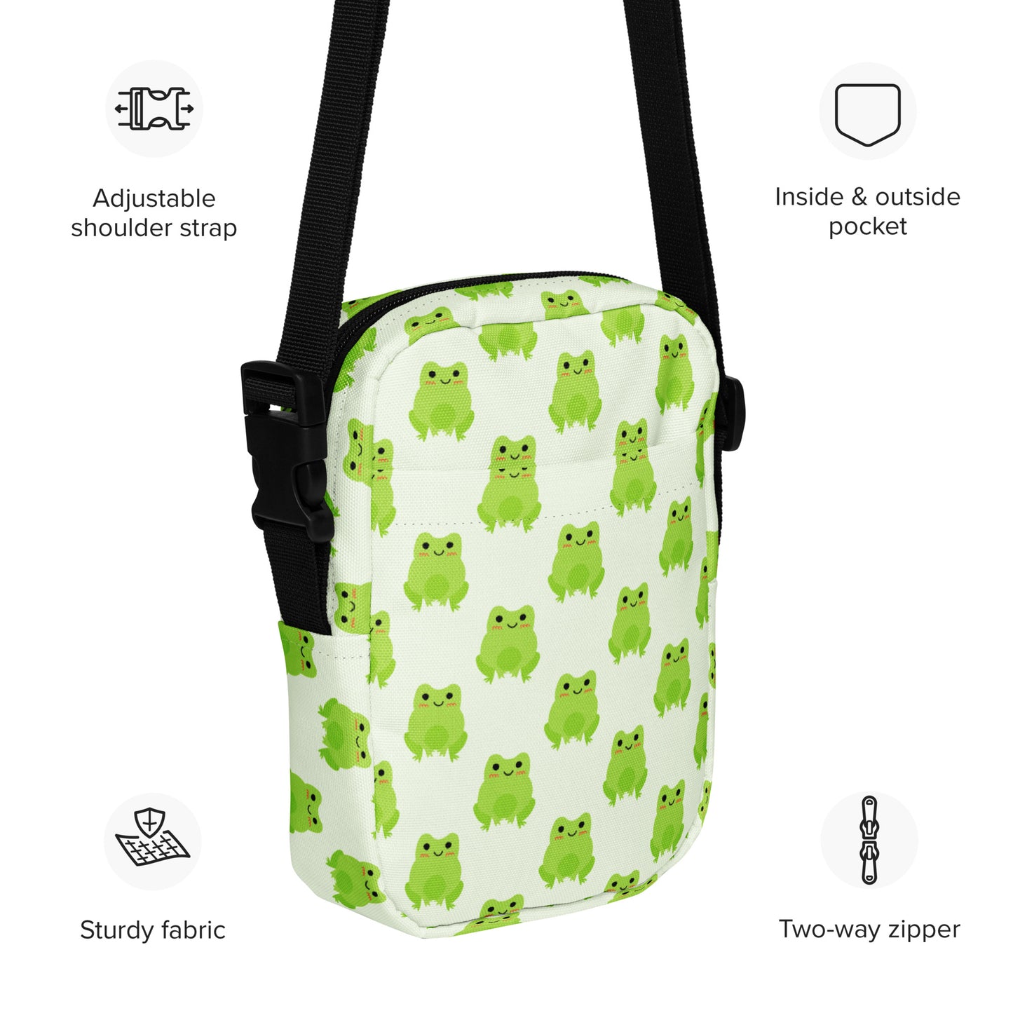 Girls Green Frog Crossbody Purse