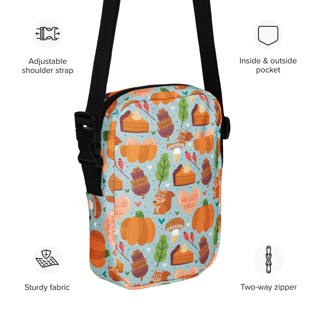 Cute Fall Crossbody Bag – Water Resistant Mini Purse With Adjustable Strap & Pockets