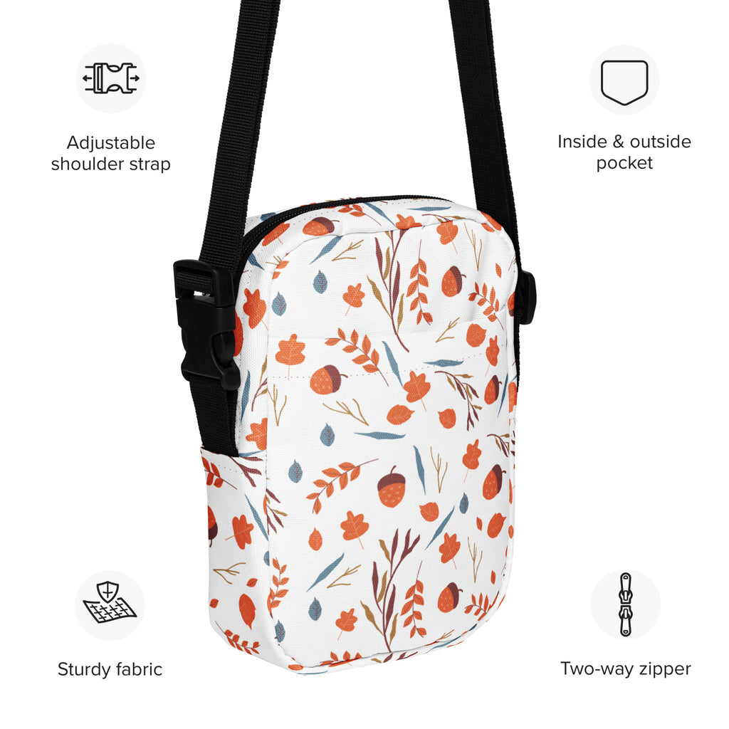 Fall Leaves & Acorns Crossbody Bag – Water Resistant Mini Purse With Adjustable Strap & Pockets