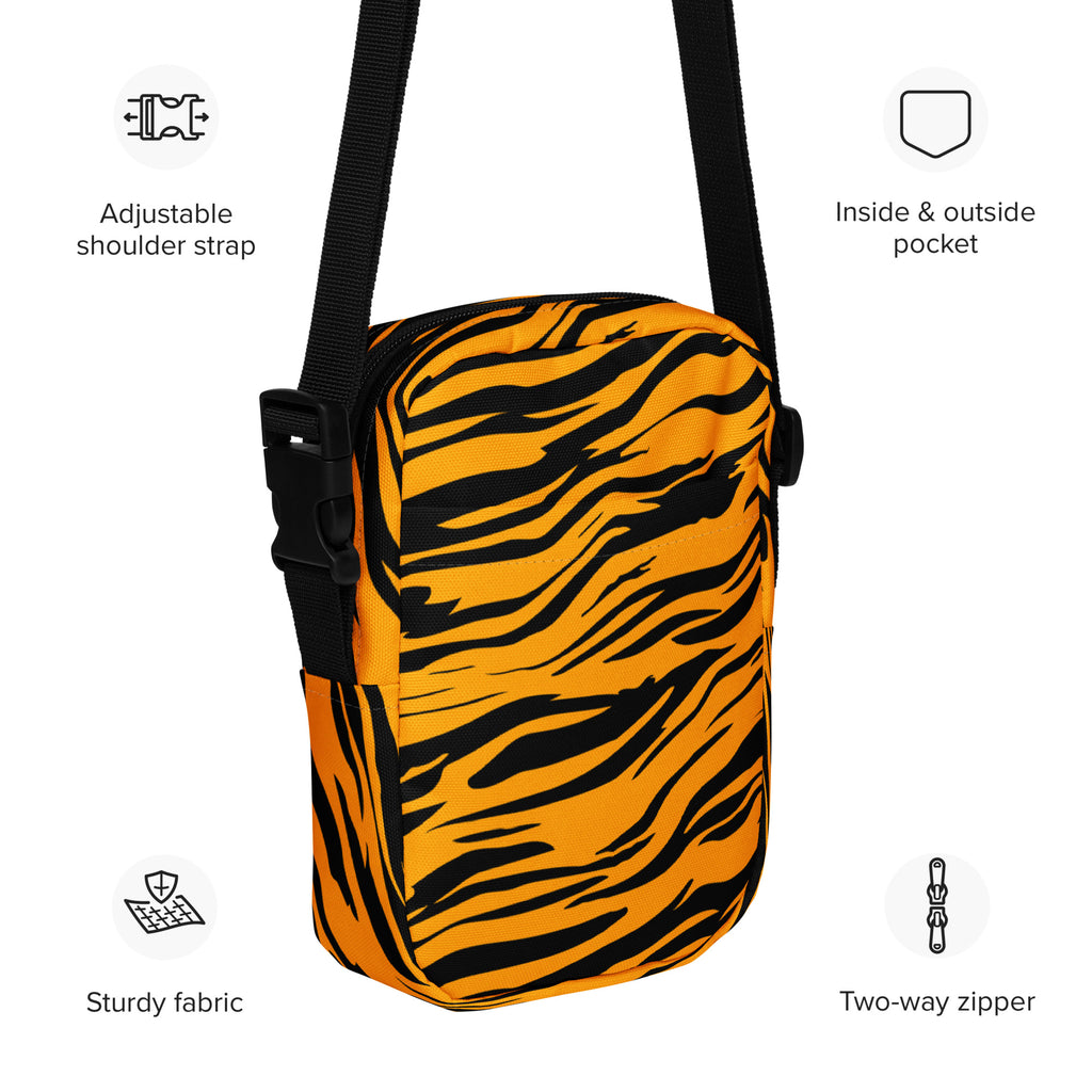 Tiger Print Crossbody Bag – Water Resistant Mini Purse With Adjustable Strap & Pockets