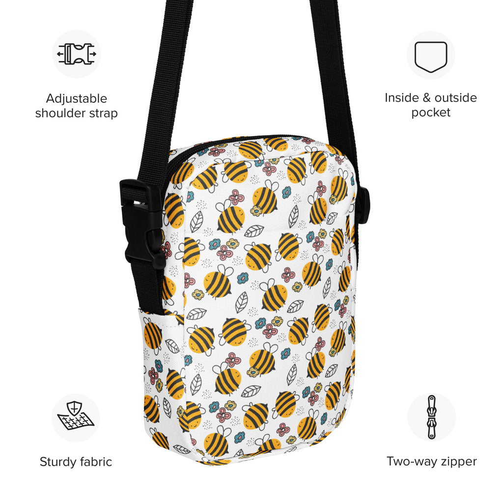 Girls Floral Yellow Bumblebee Crossbody Bag – Water Resistant Mini Purse With Adjustable Strap & Pockets