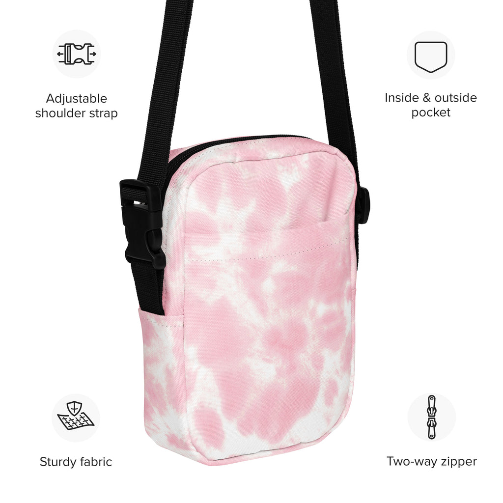 Pink Tie Dye Crossbody Bag – Water Resistant Mini Purse With Adjustable Strap & Pockets