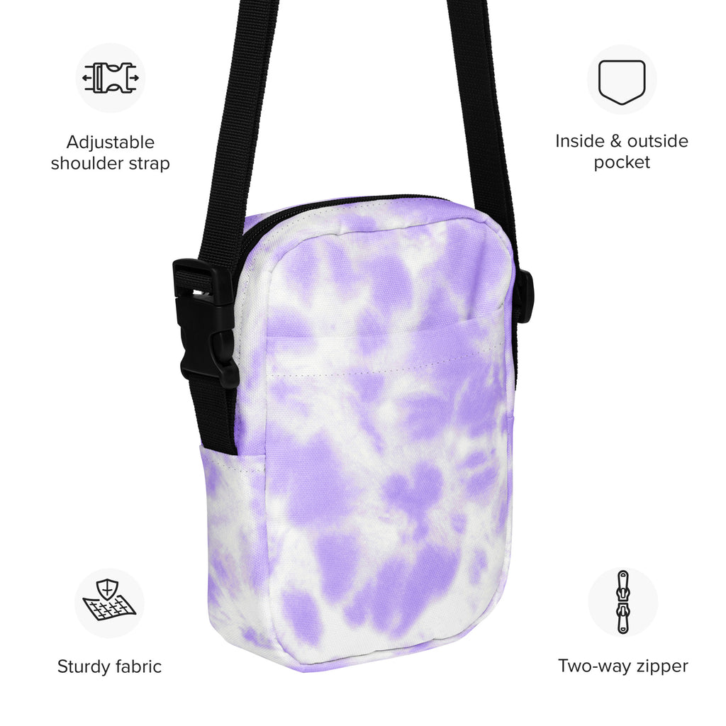 Purple Tie Dye Crossbody Bag – Water Resistant Mini Purse With Adjustable Strap & Pockets