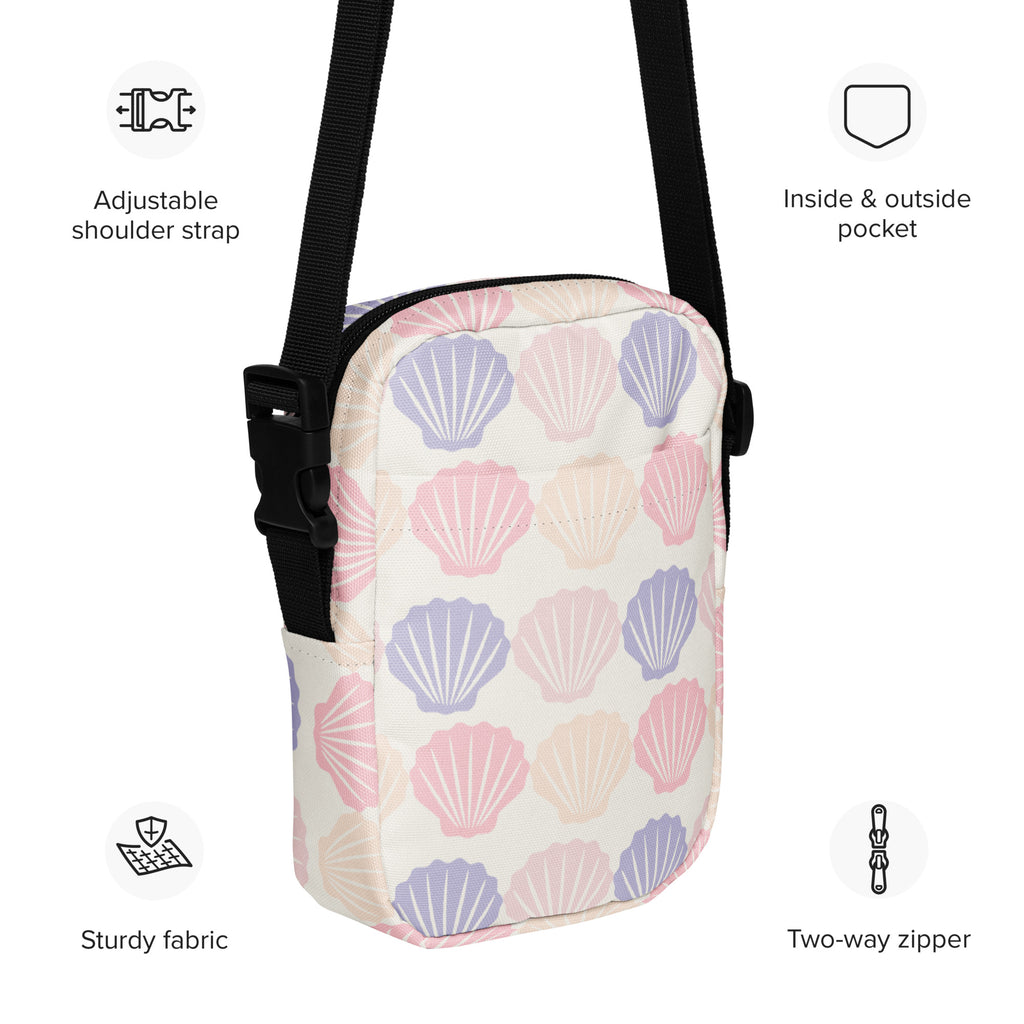 Colorful Pastel Seashell Crossbody Bag – Water Resistant Mini Purse With Adjustable Strap & Pockets
