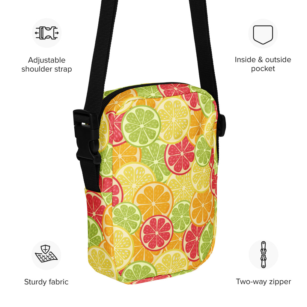 Citrus Fruit Slices Crossbody Bag – Water Resistant Mini Purse With Adjustable Strap & Pockets