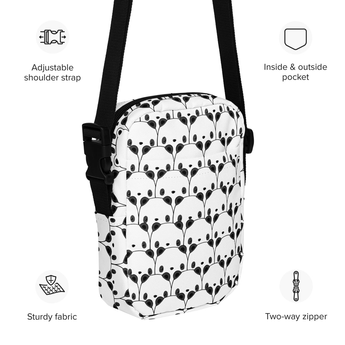 Panda Crossbody Bag – Water Resistant Mini Purse With Adjustable Strap & Pockets
