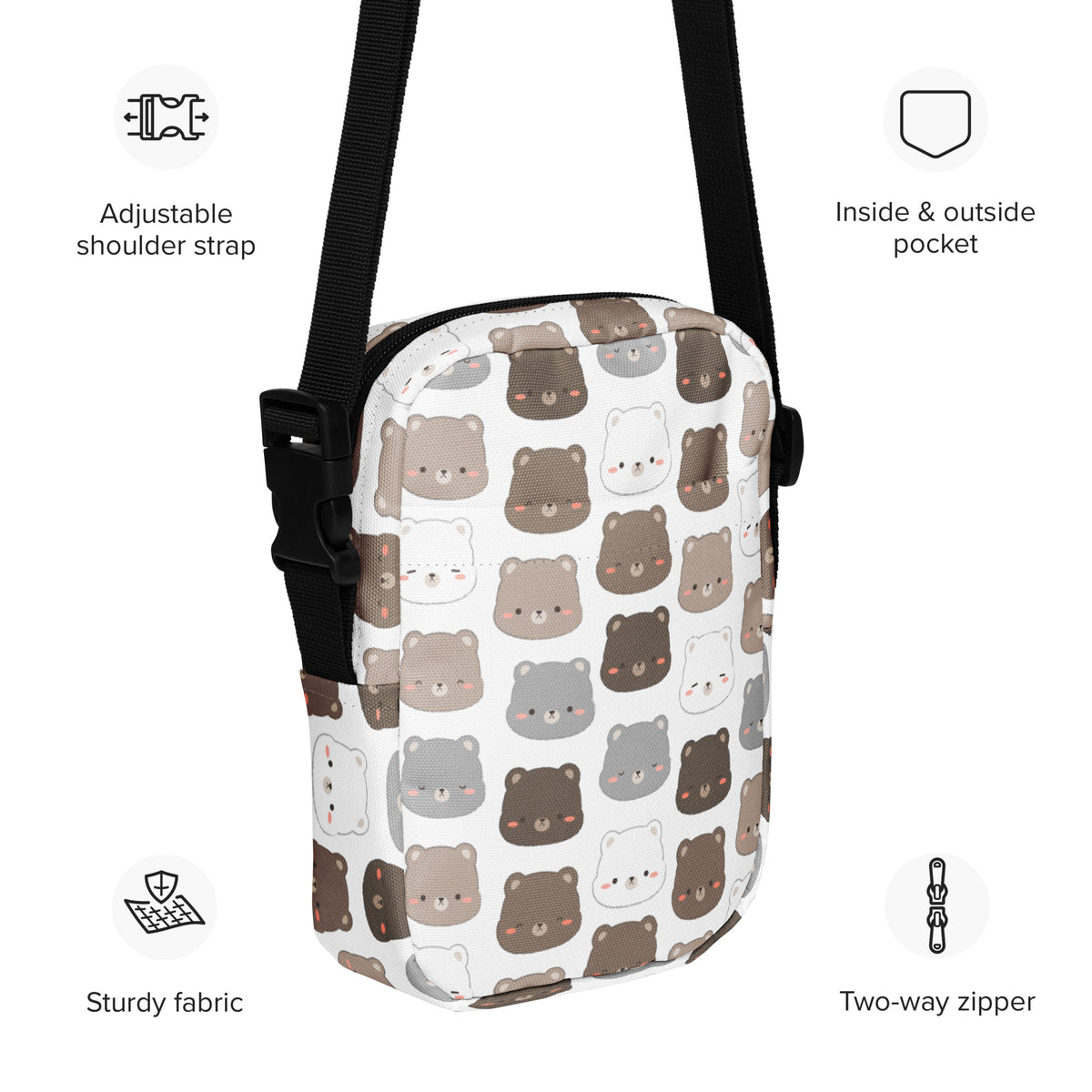 Girls Cute Bear Crossbody Bag – Water Resistant Mini Purse With Adjustable Strap & Pockets