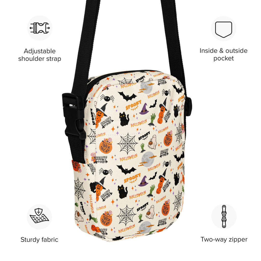 Girls Halloween Icons Crossbody Bag – Water Resistant Mini Purse With Adjustable Strap & Pockets