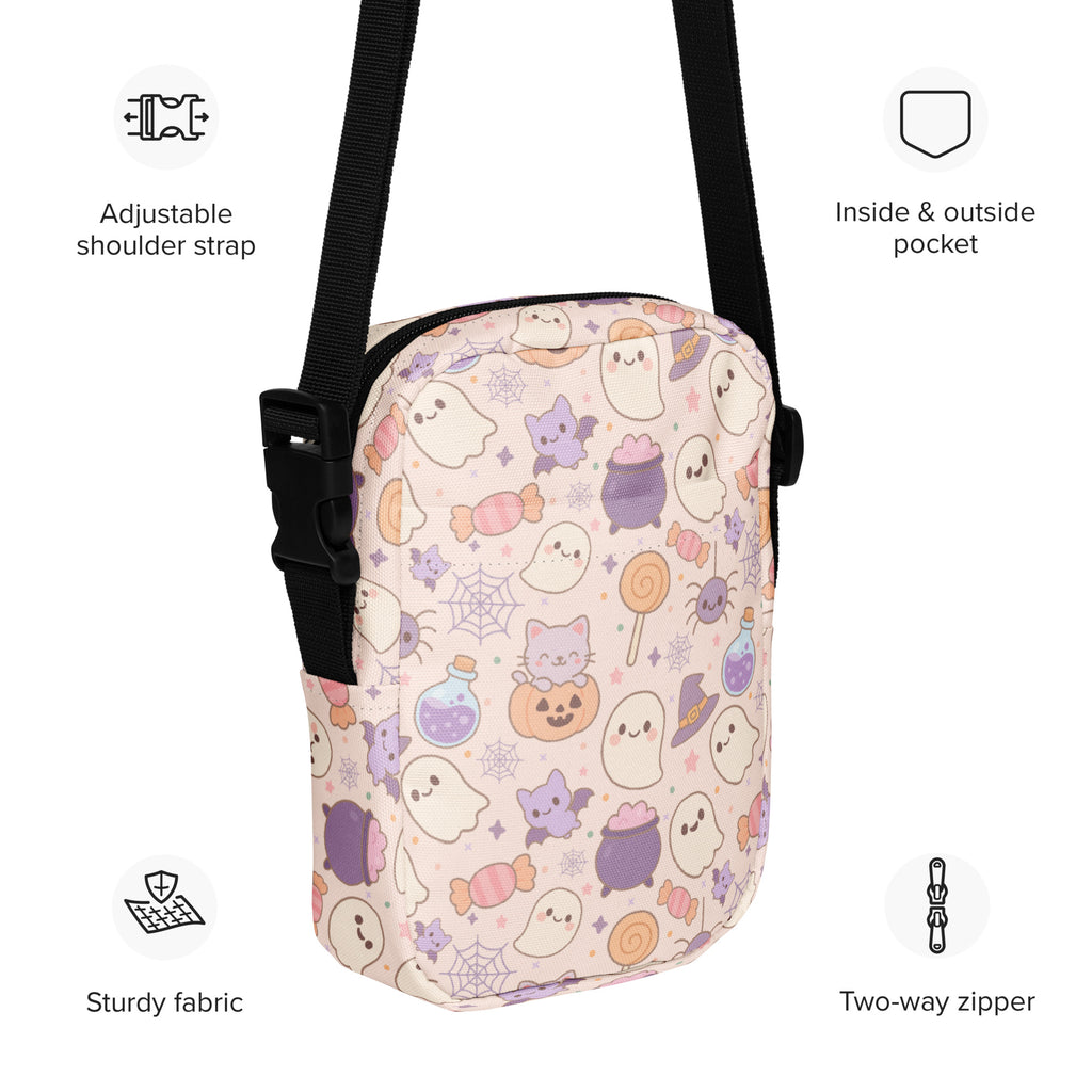 Pastel Halloween Crossbody Bag – Water Resistant Mini Purse With Adjustable Strap & Pockets