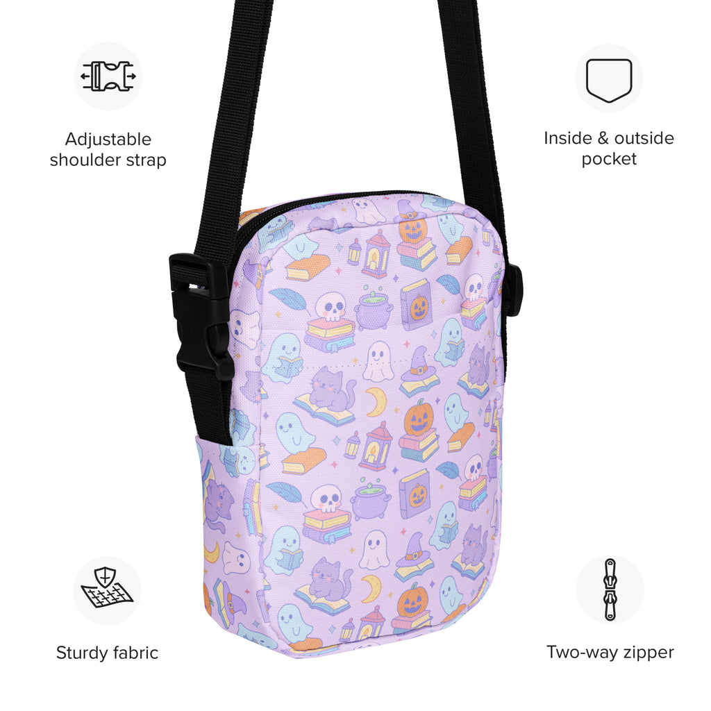 Book Themed Halloween Crossbody Bag – Water Resistant Mini Purse With Adjustable Strap & Pockets