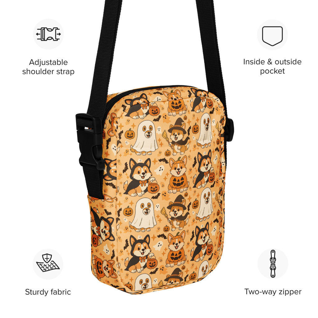 Halloween Corgi Dog Crossbody Bag – Water Resistant Mini Purse With Adjustable Strap & Pockets