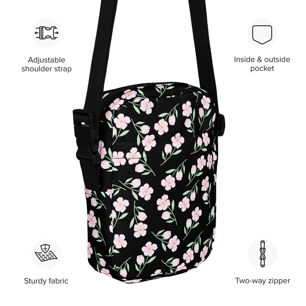 Pink Floral Crossbody Bag – Water Resistant Mini Purse With Adjustable Strap & Pockets