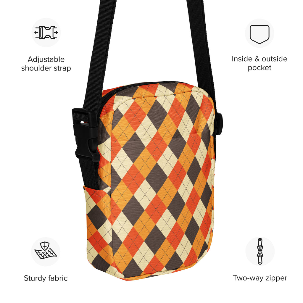 Girls Fall Argyle Crossbody Bag – Water Resistant Mini Purse With Adjustable Strap & Pockets