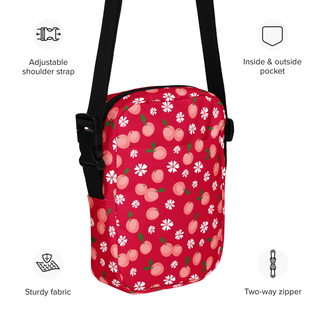 Girls Peach Floral Crossbody Bag – Water Resistant Mini Purse With Adjustable Strap & Pockets