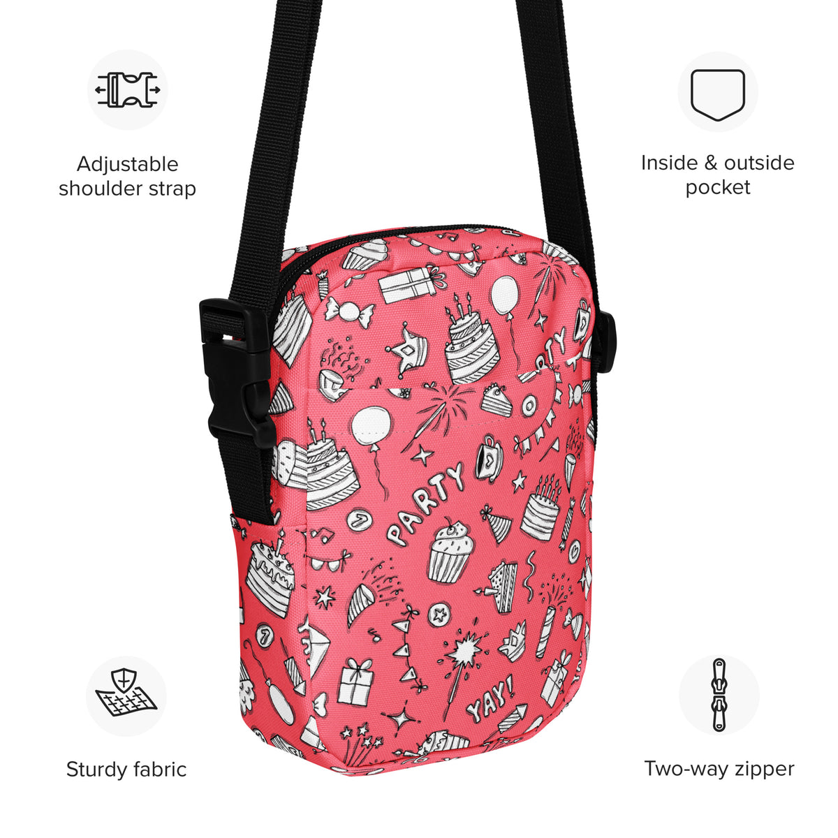 Girls Birthday Crossbody Bag – Water Resistant Mini Purse With Adjustable Strap & Pockets