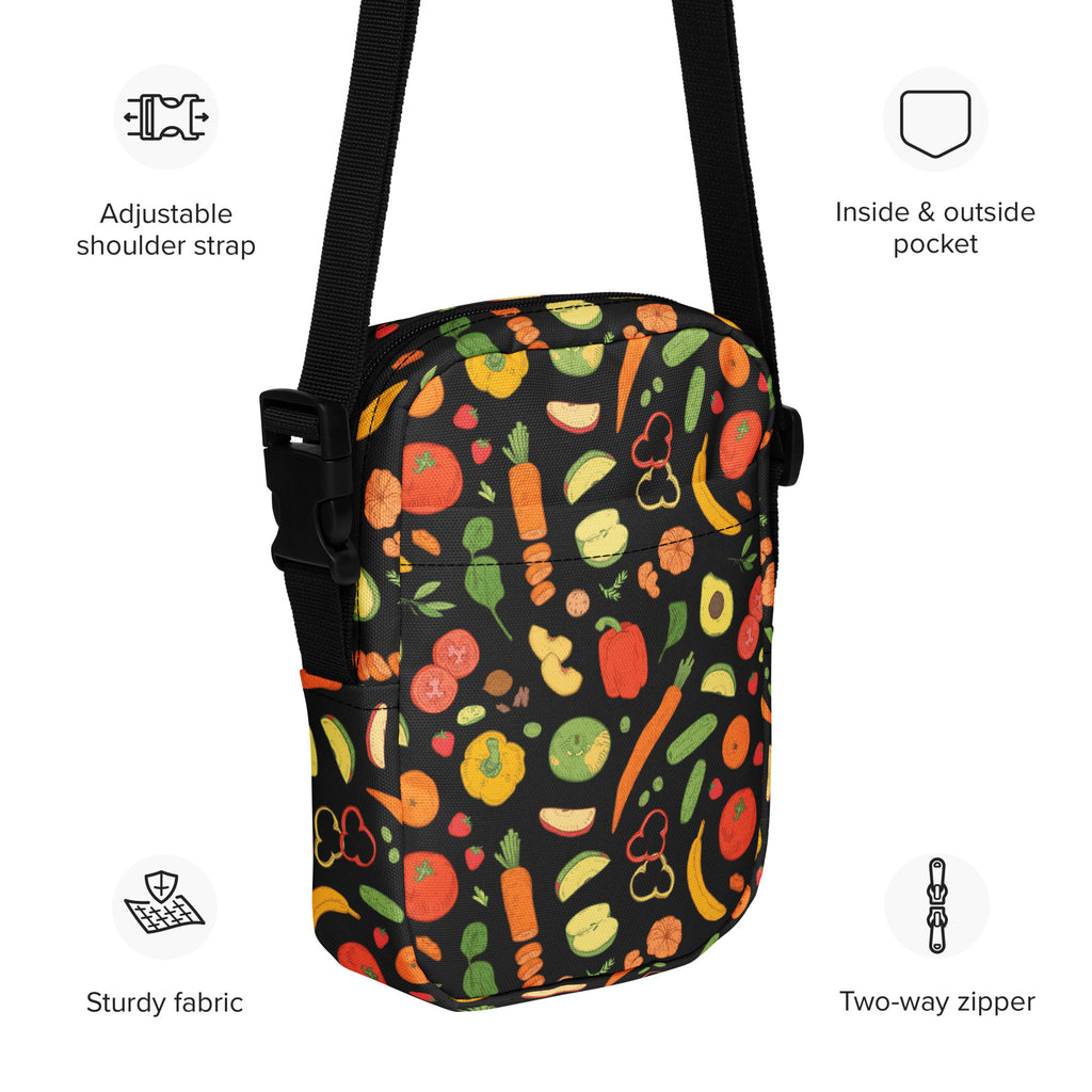 Fruit & Vegetable Crossbody Bag – Water Resistant Mini Purse With Adjustable Strap & Pockets