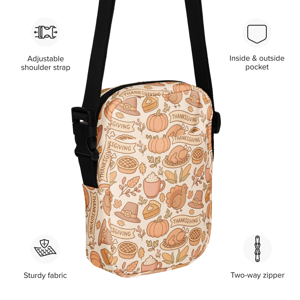 Thanksgiving Crossbody Bag – Water Resistant Mini Purse With Adjustable Strap & Pockets